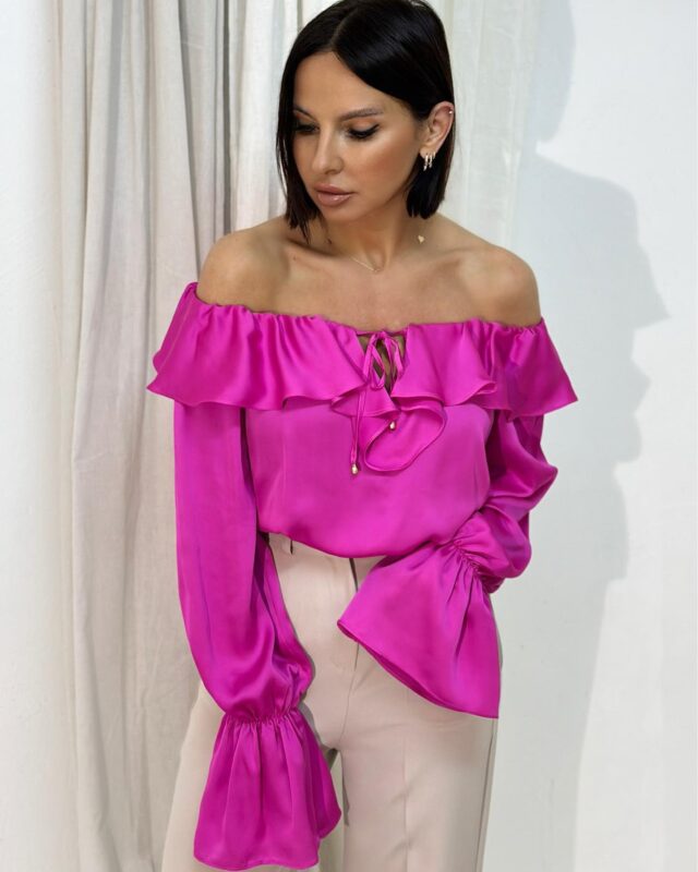Stacy Dragon Fruit Boho Satin Blouse 2