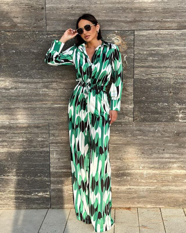 Heidi Abstract Satin Two-Piece Set  4