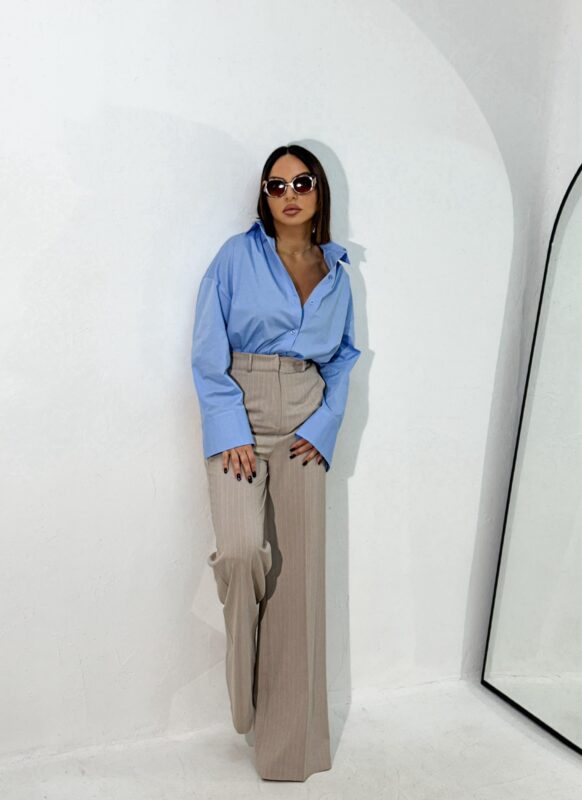 INGRID STRIPED BEIGE TRENDY PANTS 2