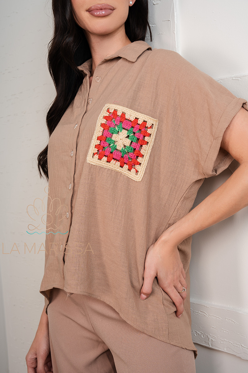 crochet-knit-beige-pocket-t-shirt-la-marissa 5