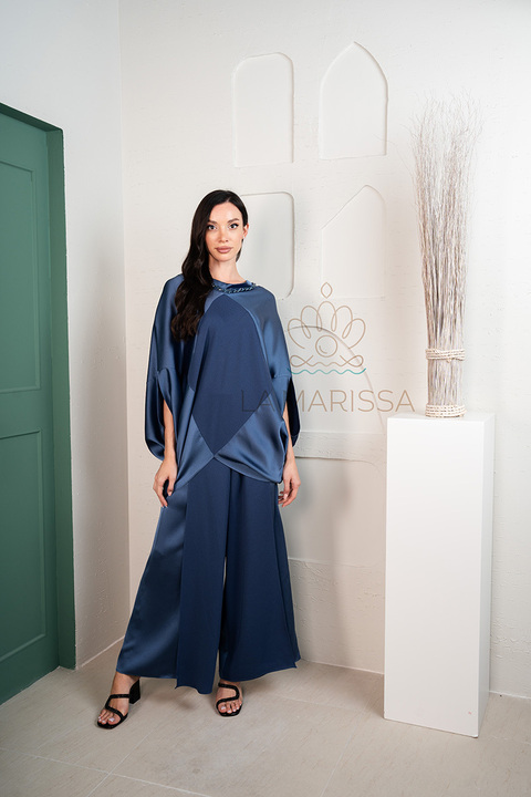 Ikili Saten Blue Two-Piece Set 4