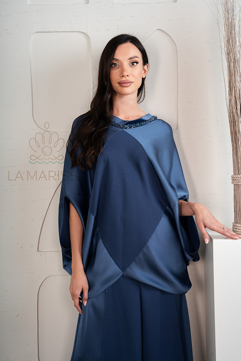 Ikili Saten Blue Two-Piece Set 3