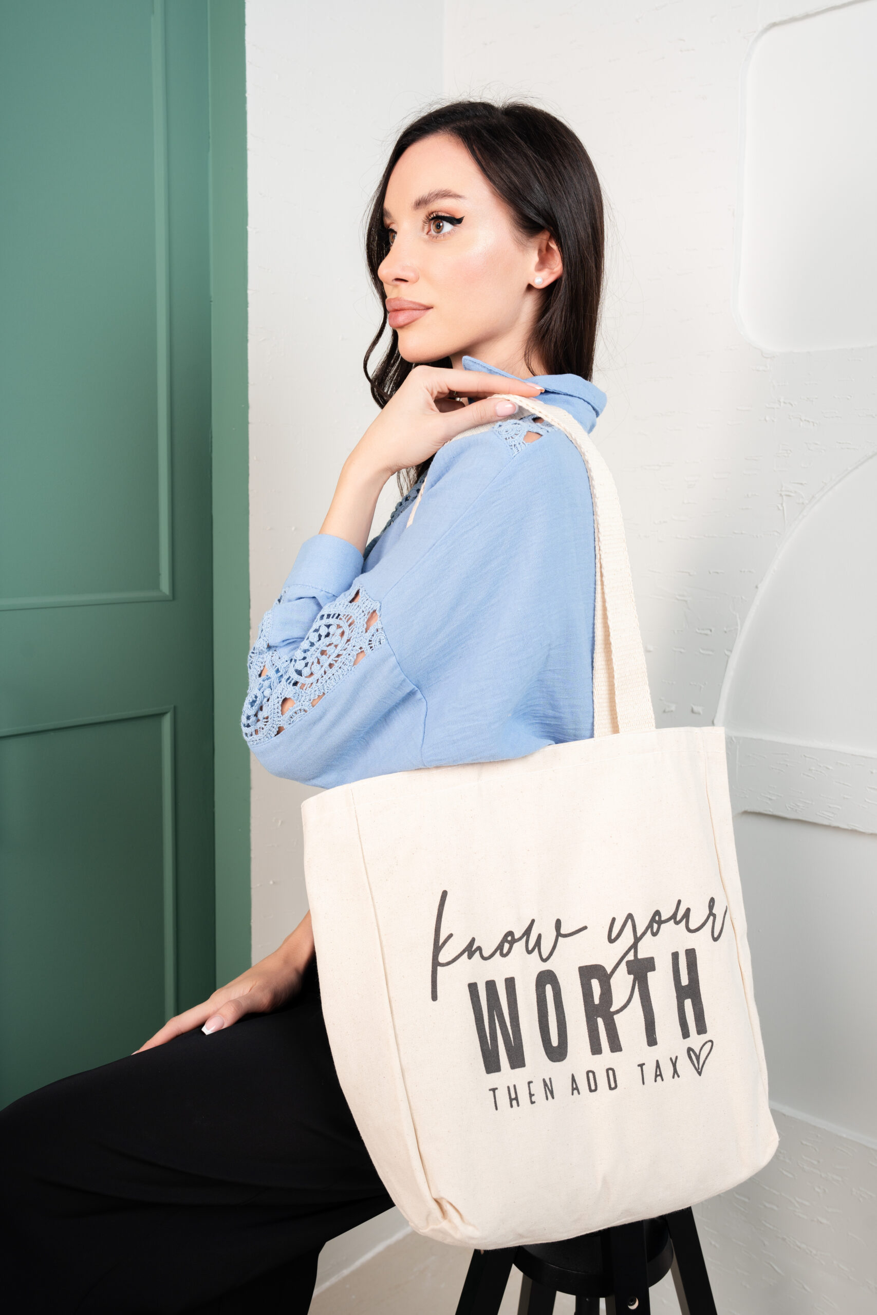 la-marissa-know-your-worth-then-add-the-tax-tote-bag 1
